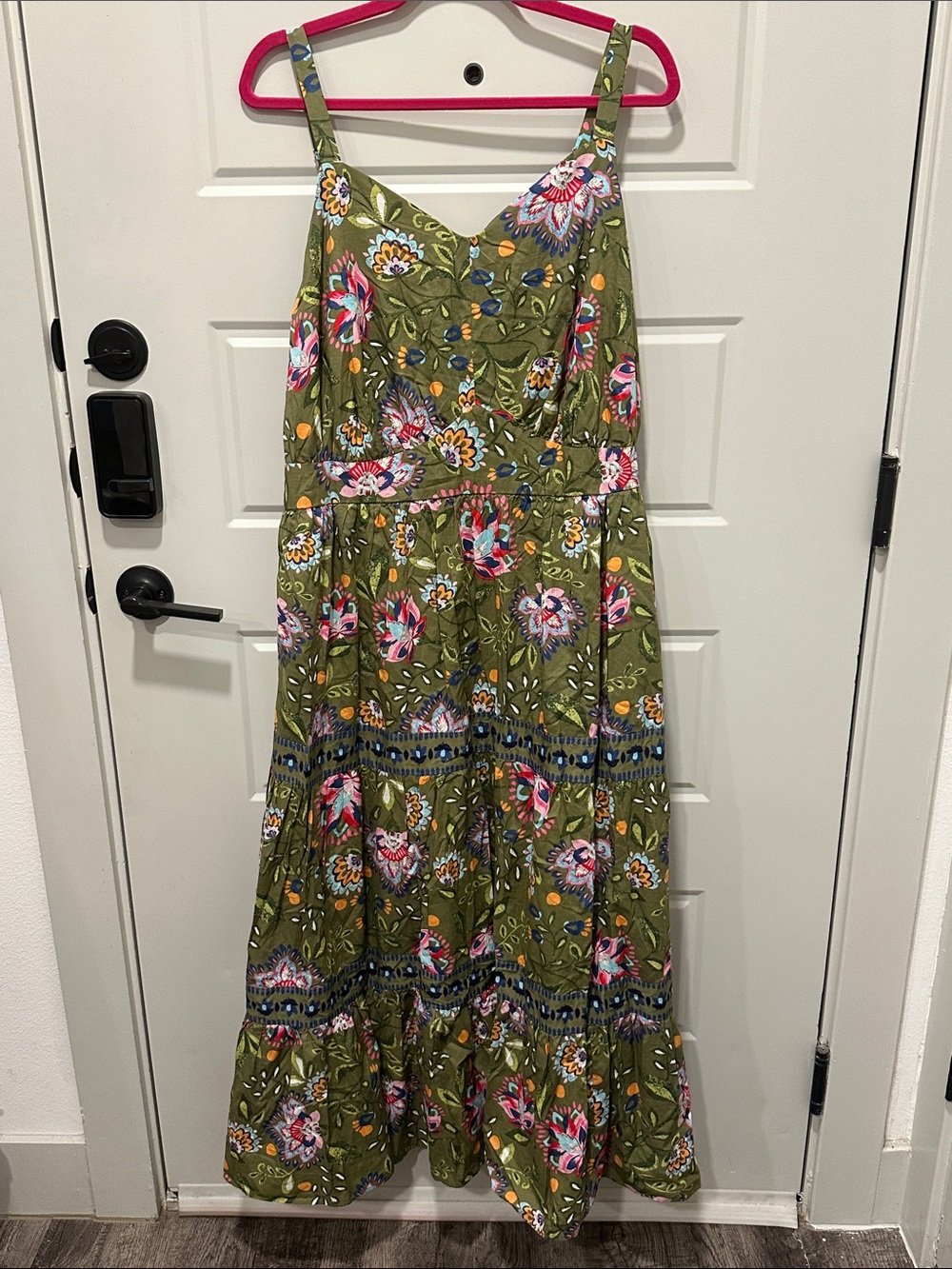 Olive Green Floral Maxi Dress
